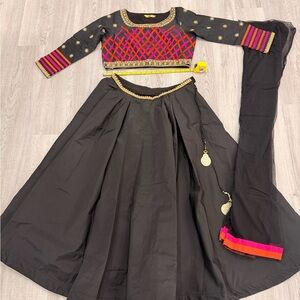 Elegant Black and Pink Indian Lengha